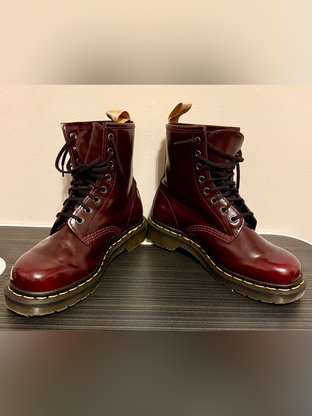 Dr. Martens 1460 Vegan Cherry Red Patent Boots Women’s US 6 UK 4 EU 37 Like New